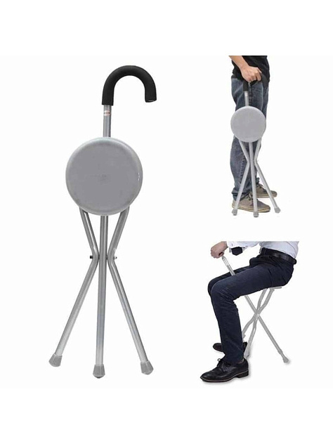 CA836 Трость TRIVES (с сидением и мягкой ручкой, цвет серебро)