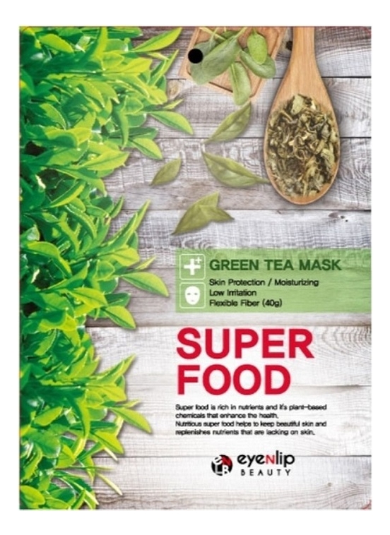 Маска для лица тканевая EYENLIP SUPER FOOD GREEN TEA MASK 23мл