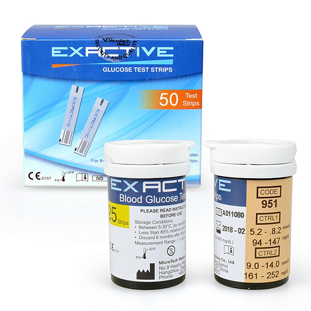 Тест-полоски для глюкометра Exactive Vital №50