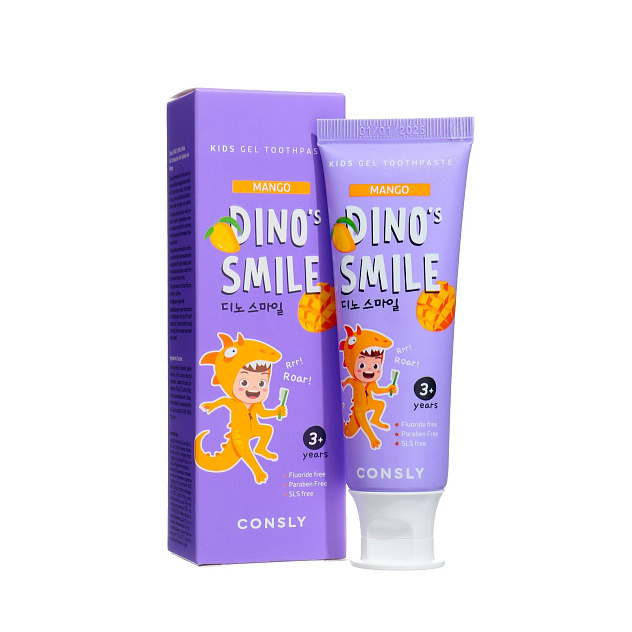 Зубная паста гелевая детская Dino's Smile с ксилитом и вкусом манго